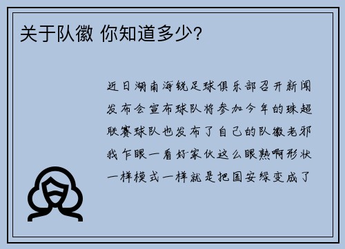 关于队徽 你知道多少？